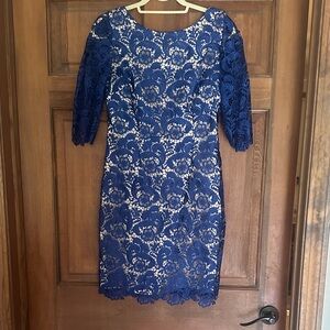 Eliza J Royal Blue Lace 3/4 Length Sleeve Dress